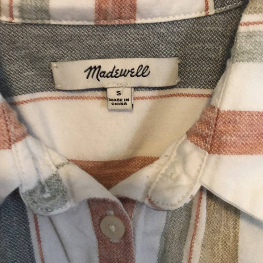 MADEWELL Central Tunic Shirt in Gillman Stripe Button Down Short Sleeve Small - Picture 2 of 7